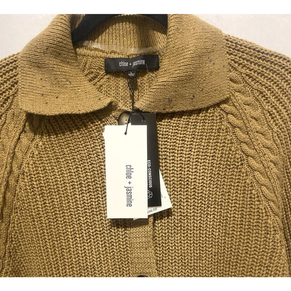 Chloe + Jasmine Brown Acorn Donegal Button Front Cardigan Sweater Size Large NWT - Picture 2 of 9